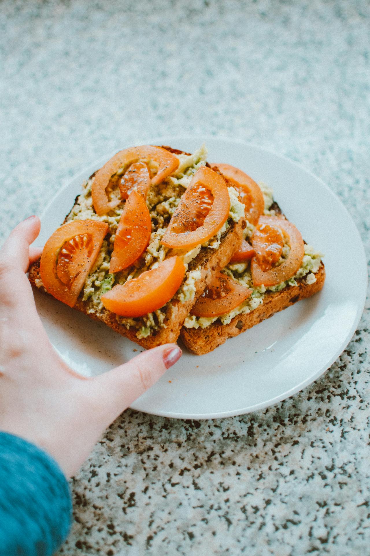 avo and tomato on toast